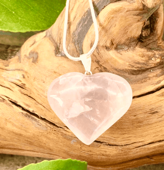 Rose Quartz Crystal Heart Pendant - Spirit and Stardust