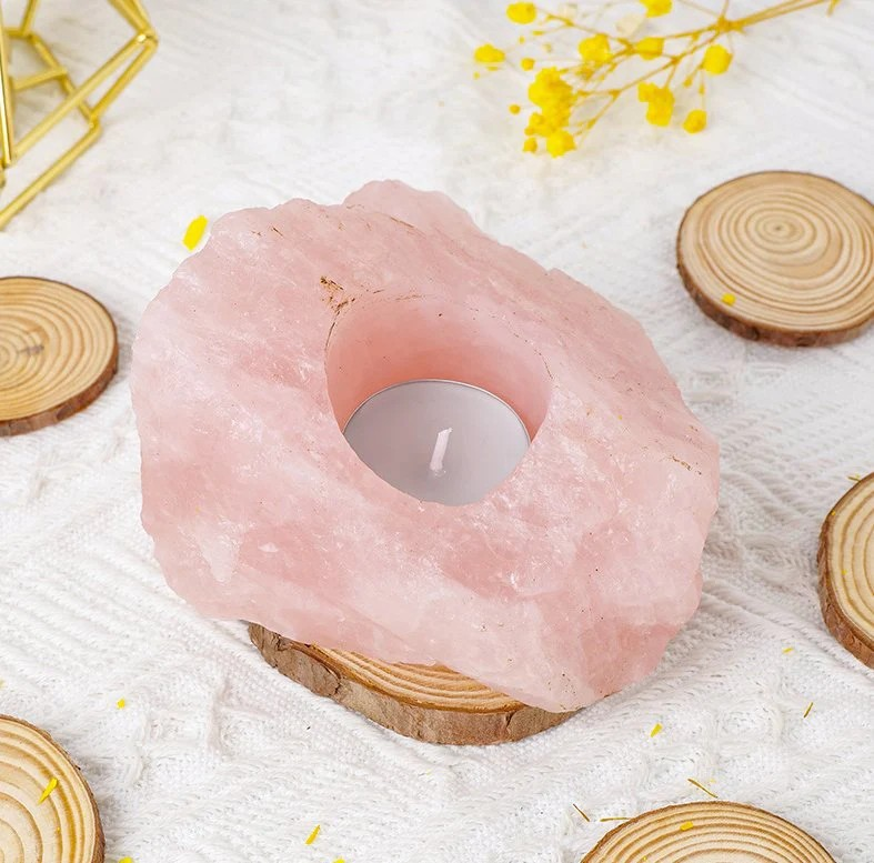 Rose Quartz Candle Holder (Raw)