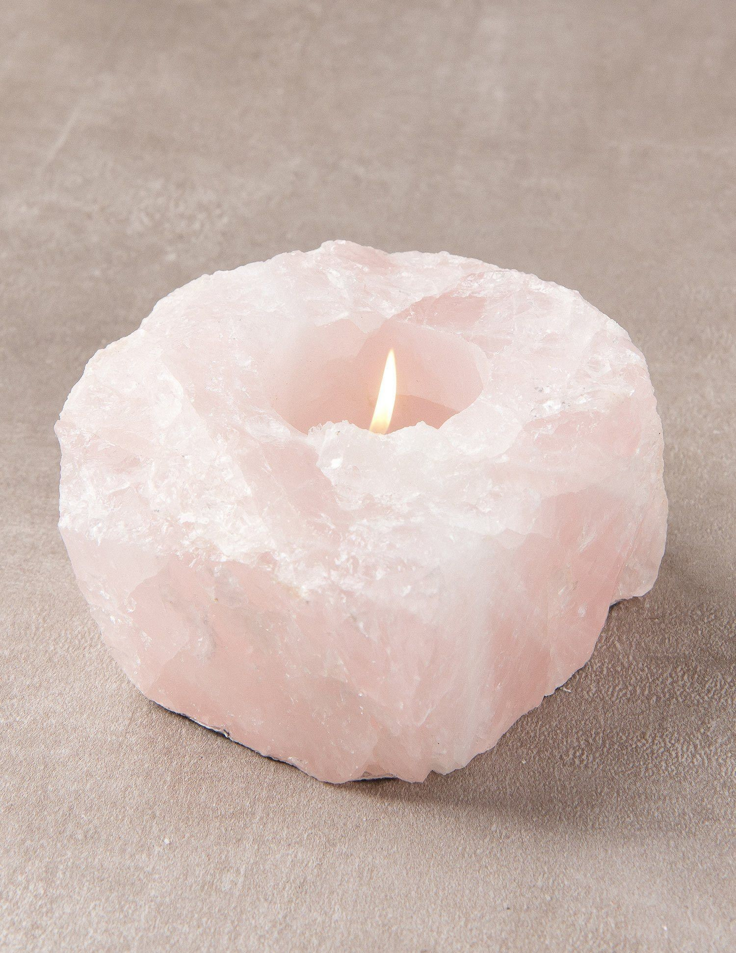 Rose Quartz Candle Holder (Raw)
