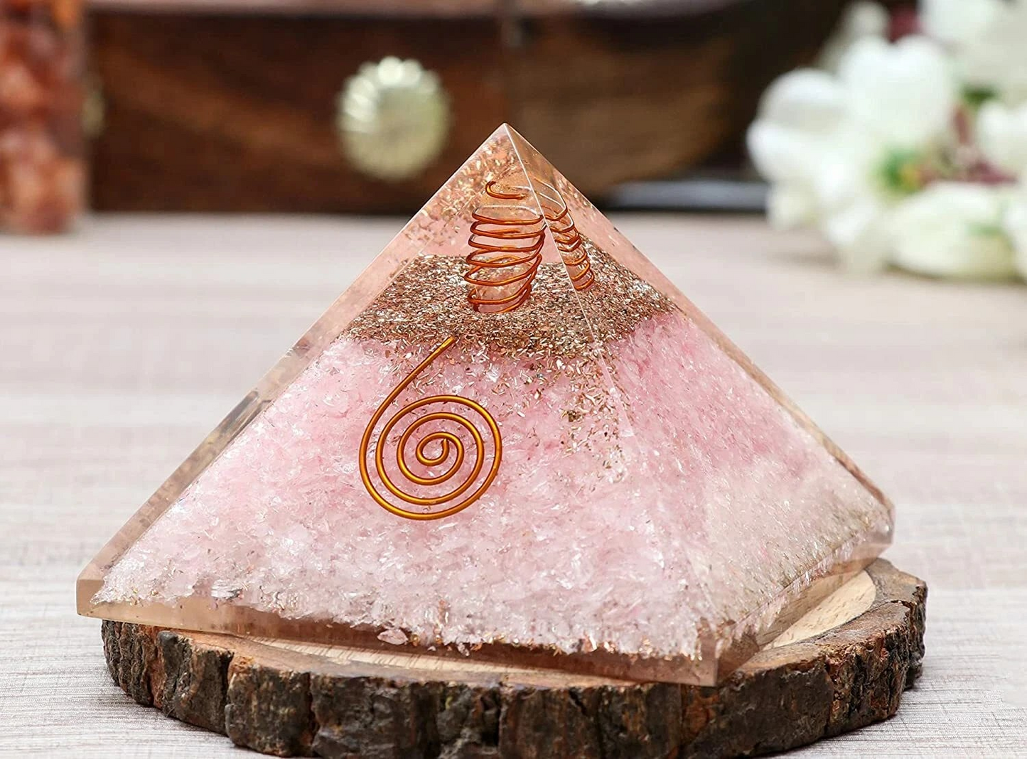 Rose Quartz Orgonite Pyramid