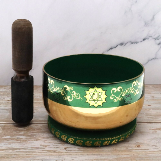 Brass Singing Bowl Gift Set - Green (12.5cm)