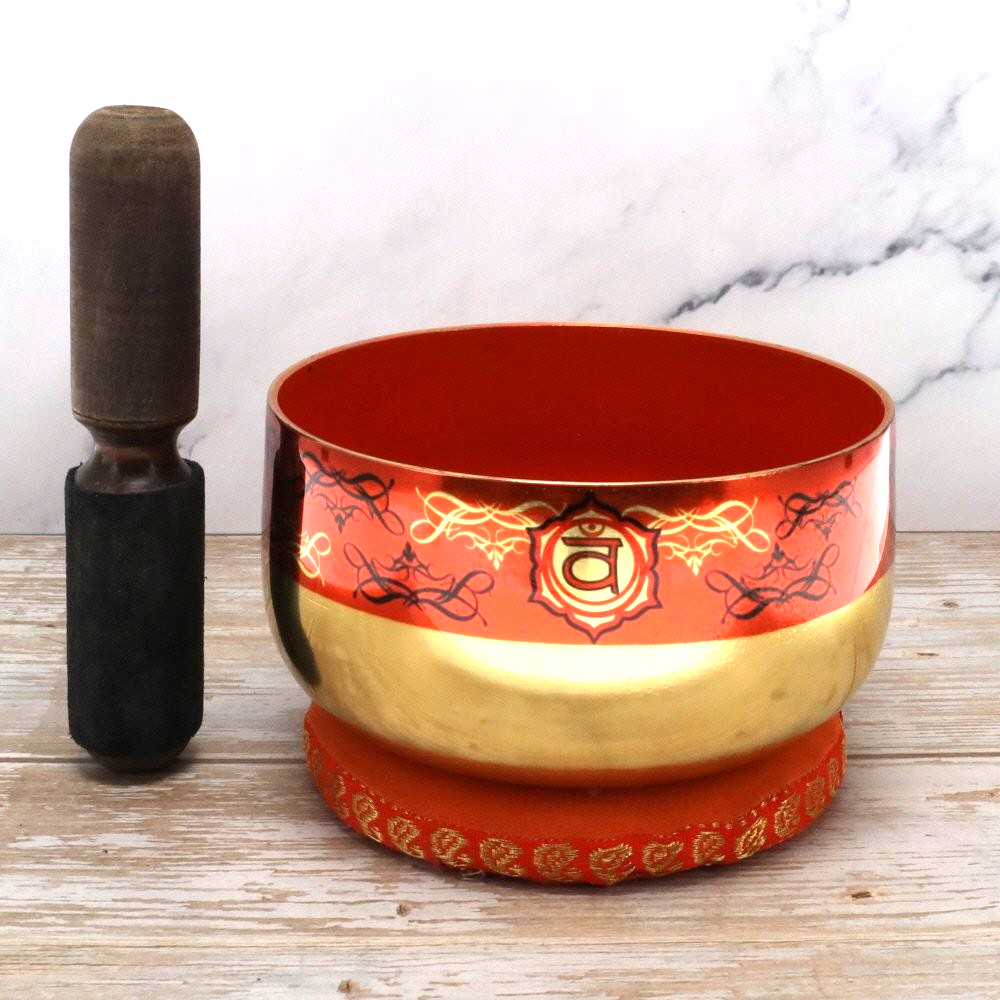 Brass Singing Bowl Gift Set - Orange (12.5cm)
