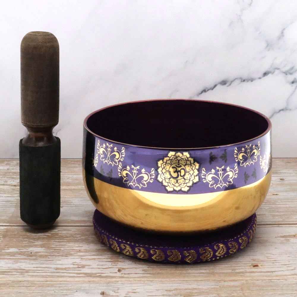 Brass Singing Bowl Gift Set - Purple (12.5cm)
