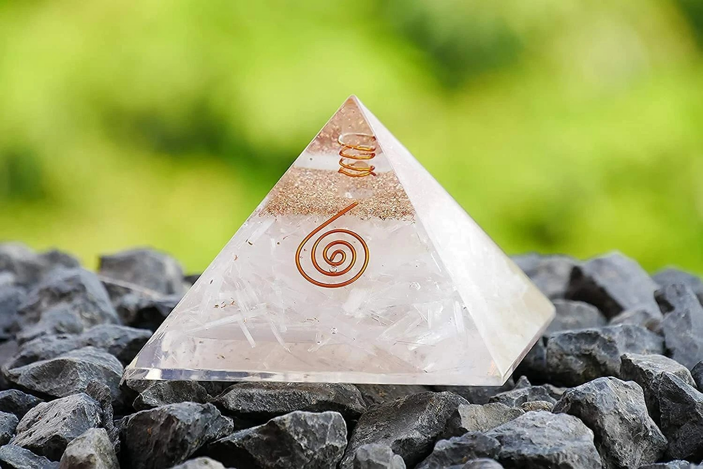 White Selenite Orgonite Pyramid