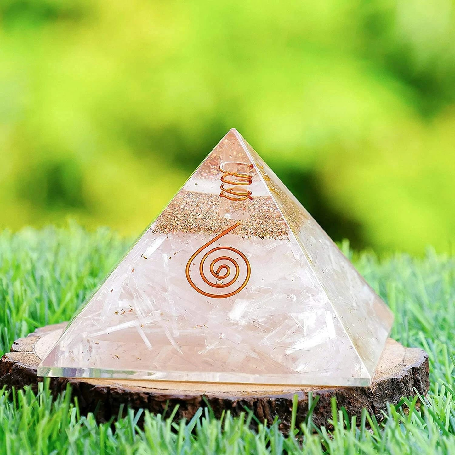 White Selenite Orgonite Pyramid