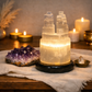 Selenite Twin Tower Lamp (20cm)