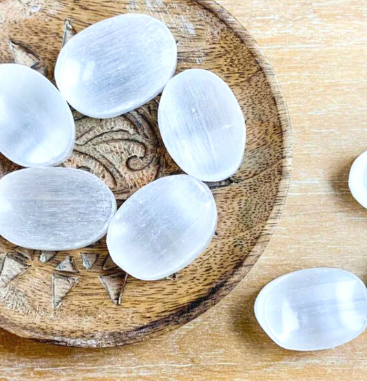 White Selenite Crystal Worry Stone