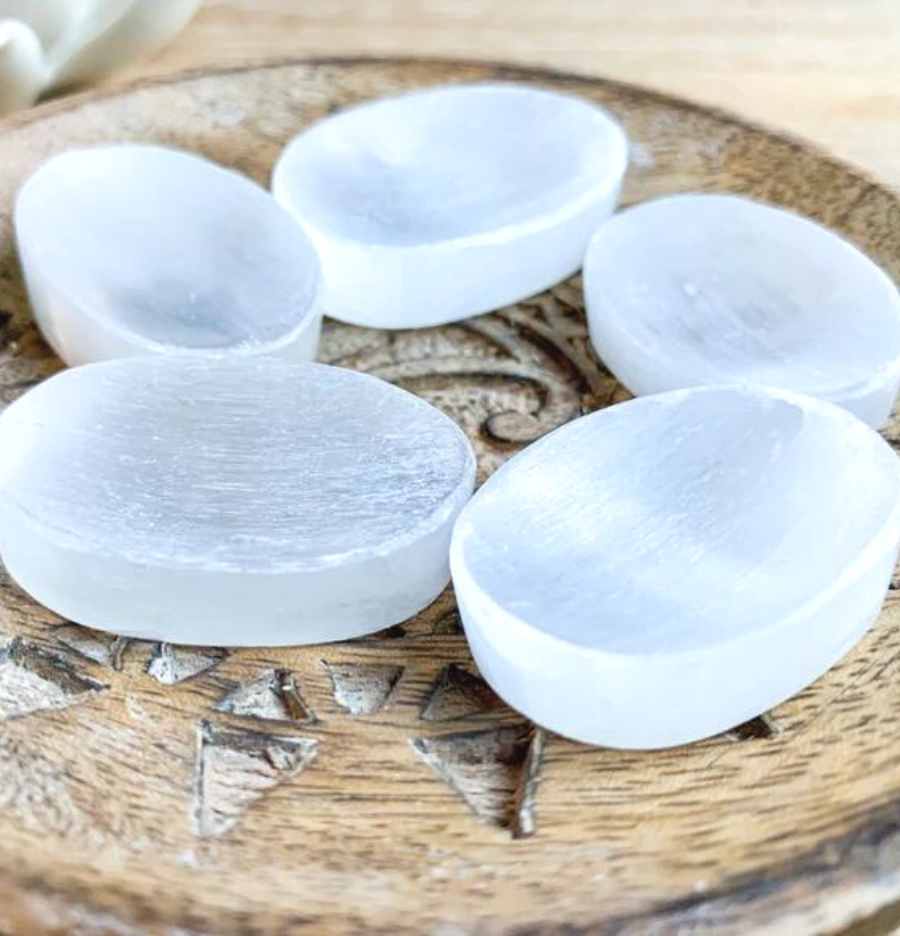White Selenite Crystal Worry Stone