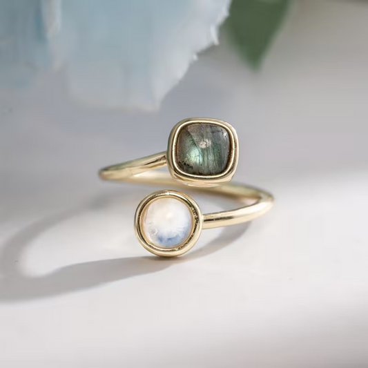 Labradorite & Moonstone Adjustable Ring