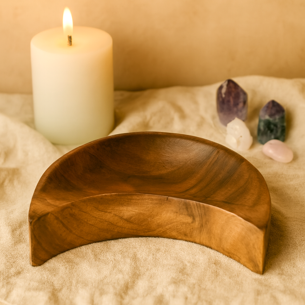 Crescent Moon Teak Wood Bowl (11.5cm x 9cm x 2.5cm)