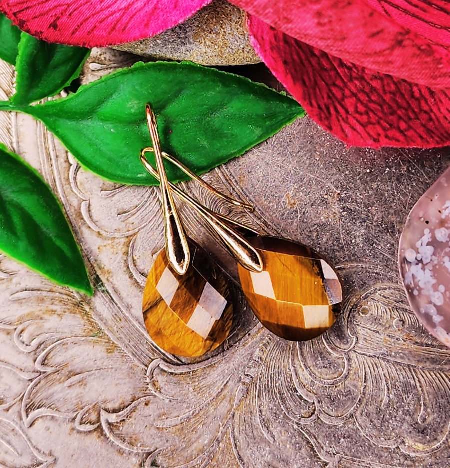 Tiger's Eye & Copper Earrings