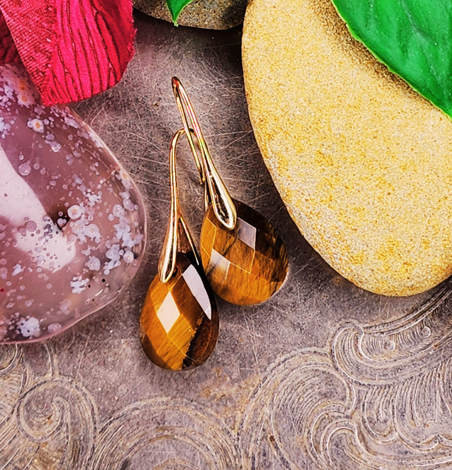 Tiger's Eye & Copper Earrings