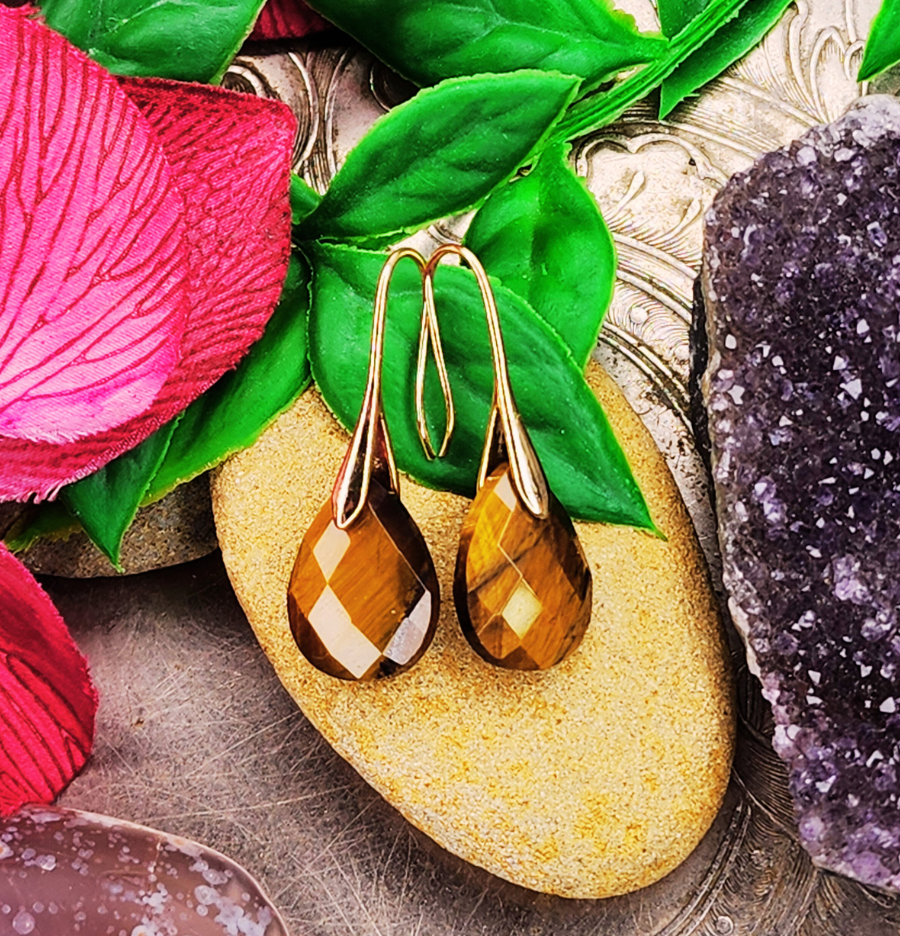 Tiger's Eye & Copper Earrings