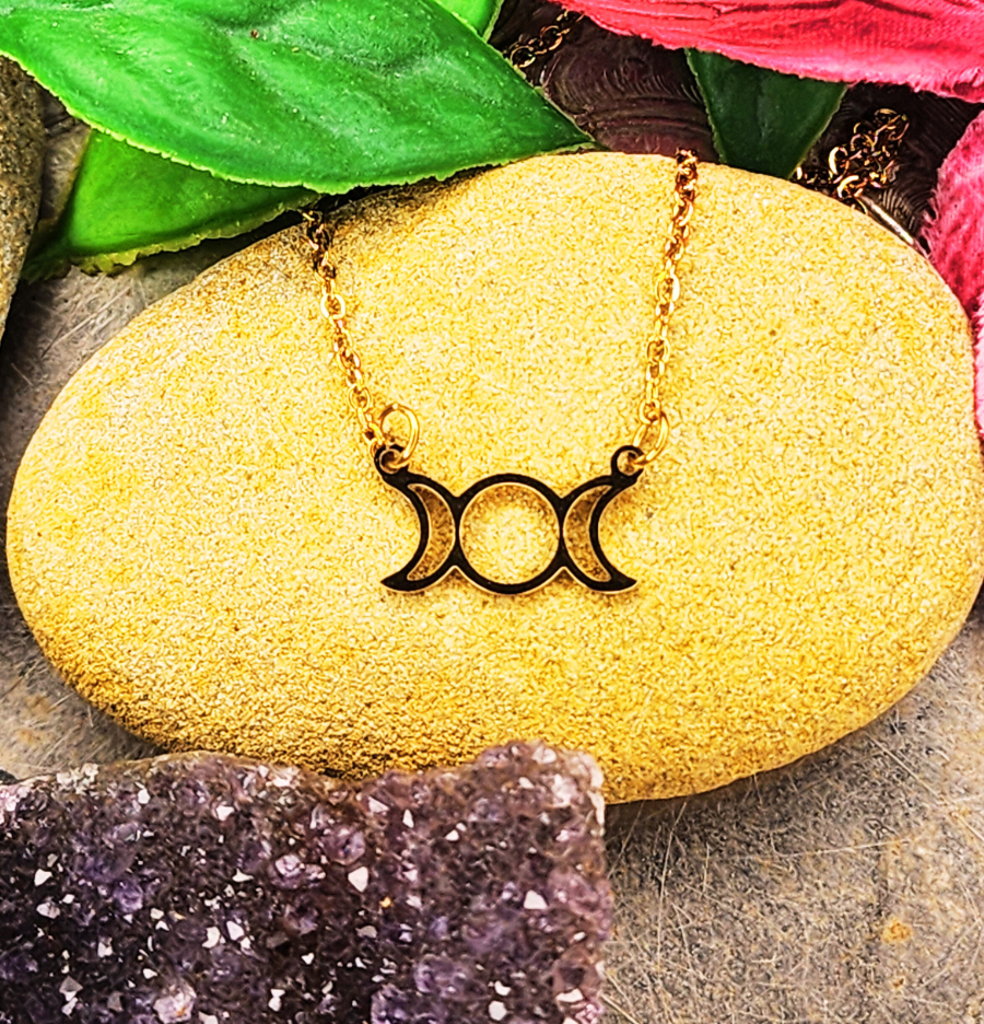 Triple Goddess Moon Necklace