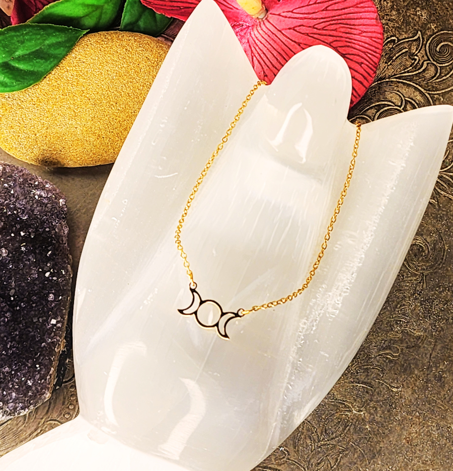 Triple Goddess Moon Necklace