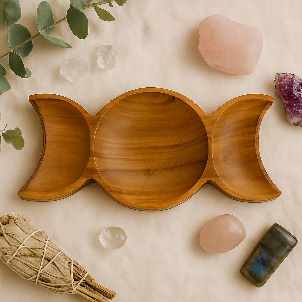 Triple Moon Teak Wood Bowl (22cm x 10cm x 2cm)