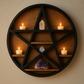 Pentacle Wooden Shelf - Black & Natural Wood (38cm)