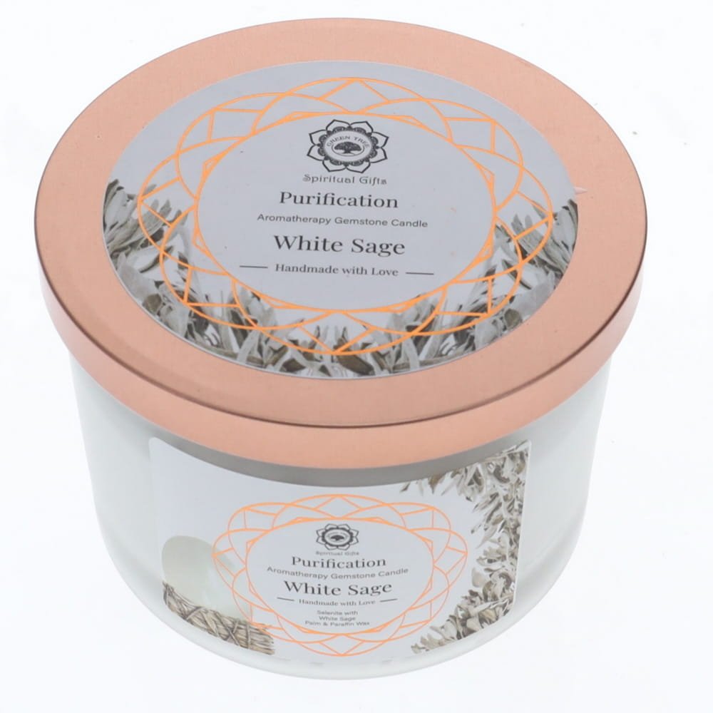 White Sage Gemstone Candle