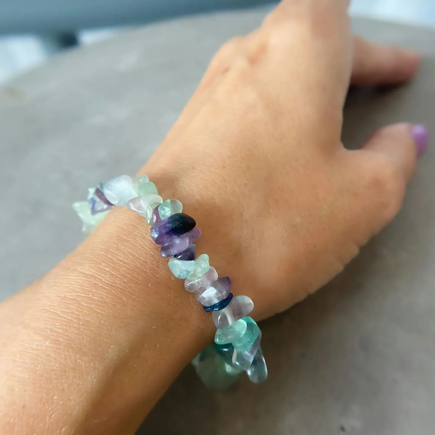 Fluorite Crystal Chip Bracelet For Positivity