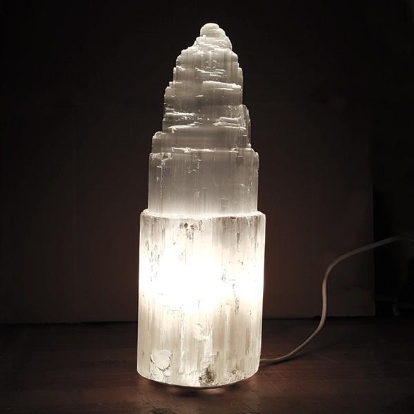 White Selenite Tower Lamp