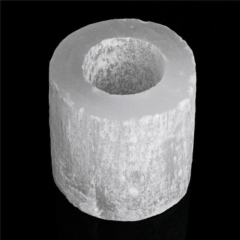 White Selenite Candle Holder