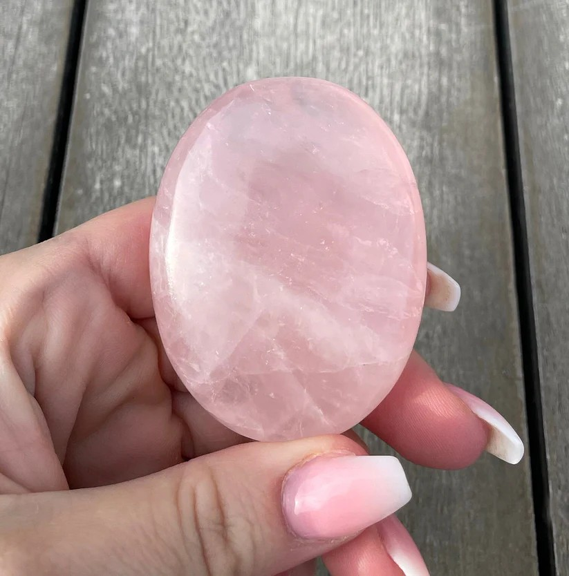 Rose Quartz Palm Stone For Love