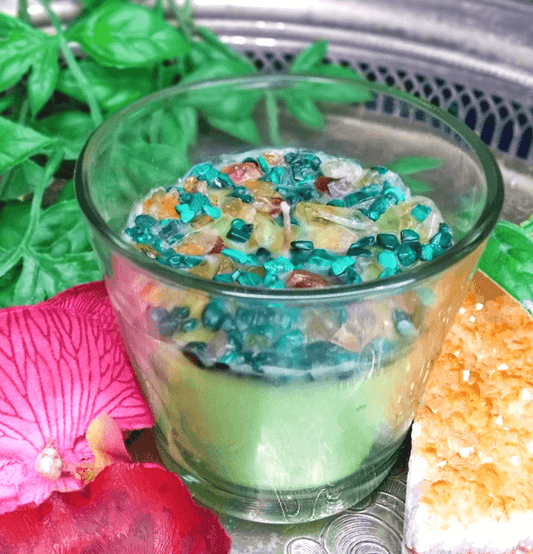 Abundance and Wealth Crystal Candle - Spirit and Stardust