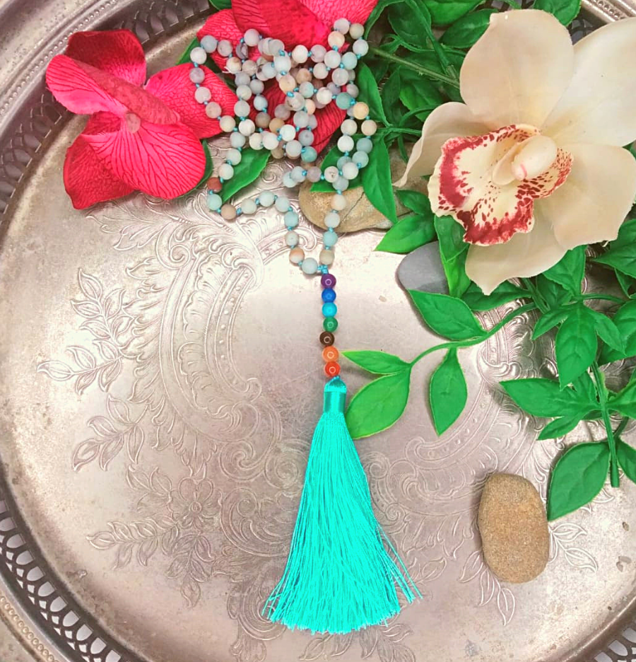 Handmade 108 Mala Necklace (Amazonite)