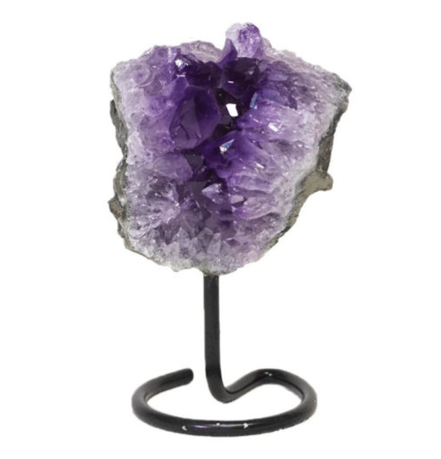 Amethyst Cluster on Metal Stand – Small - Spirit and Stardust