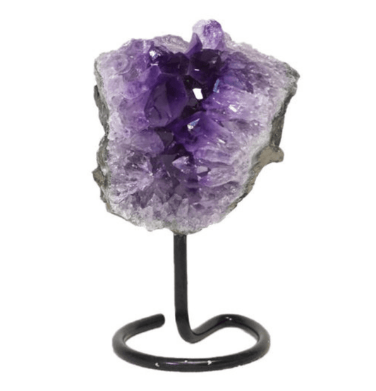 Amethyst Cluster on Metal Stand – Small - Spirit and Stardust