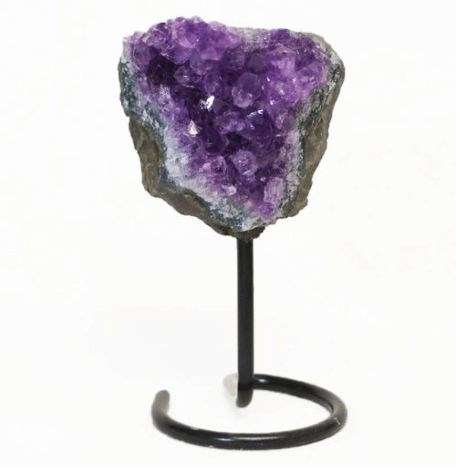 Amethyst Cluster on Metal Stand – Small - Spirit and Stardust