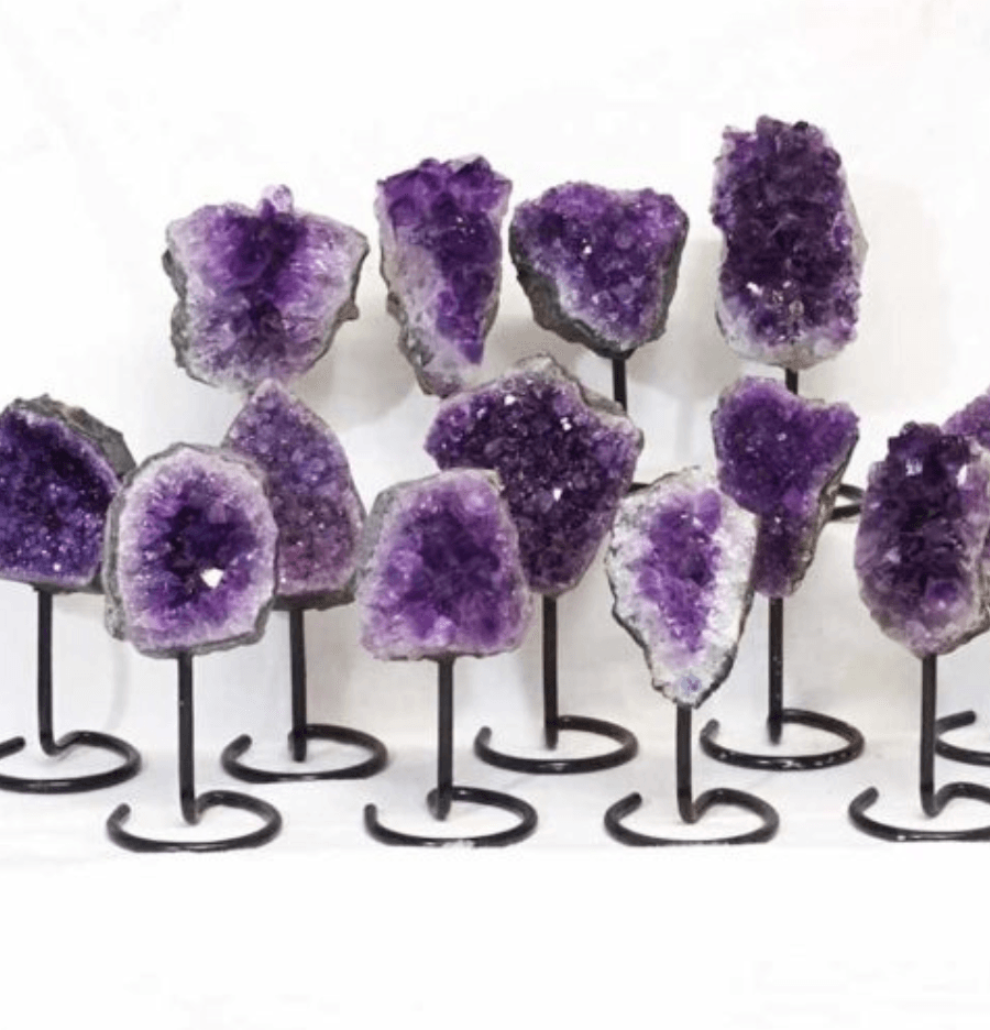 Amethyst Cluster on Metal Stand – Small - Spirit and Stardust