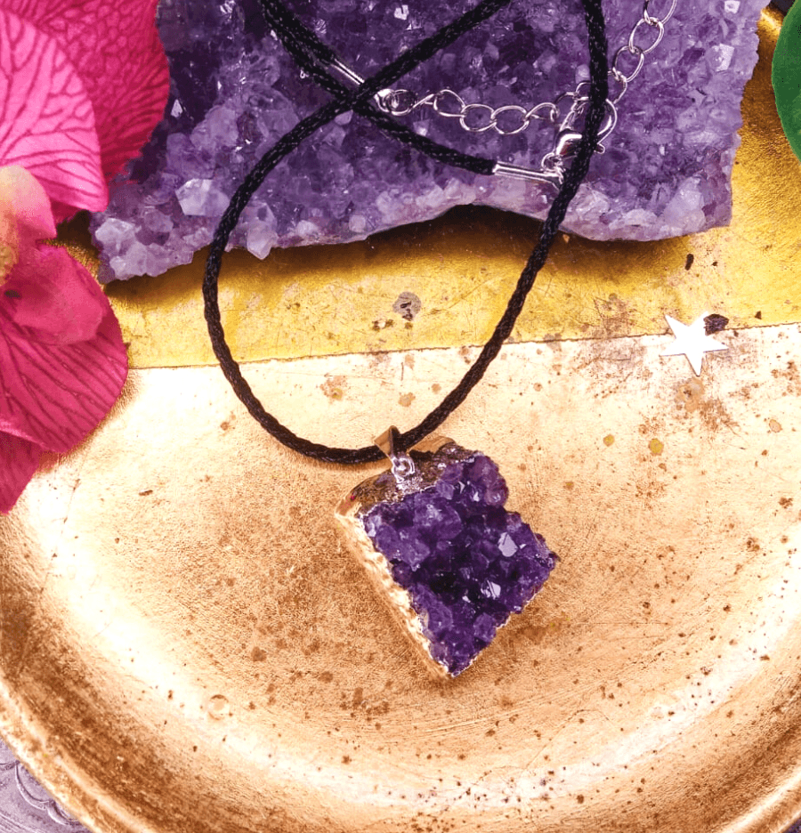 Amethyst Crystal Druze Pendant - Spirit and Stardust