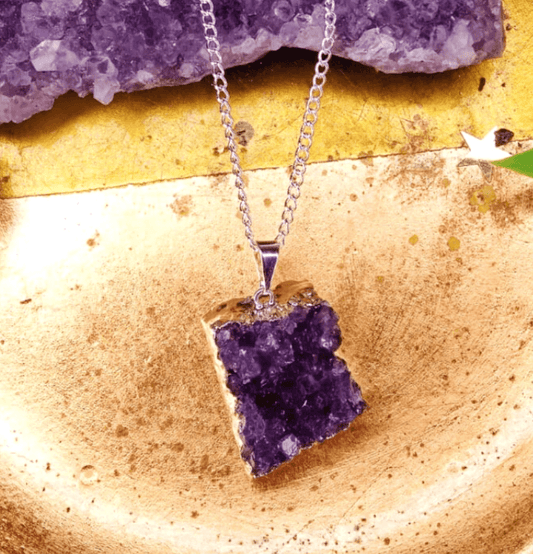 Amethyst Crystal Druze Pendant - Spirit and Stardust