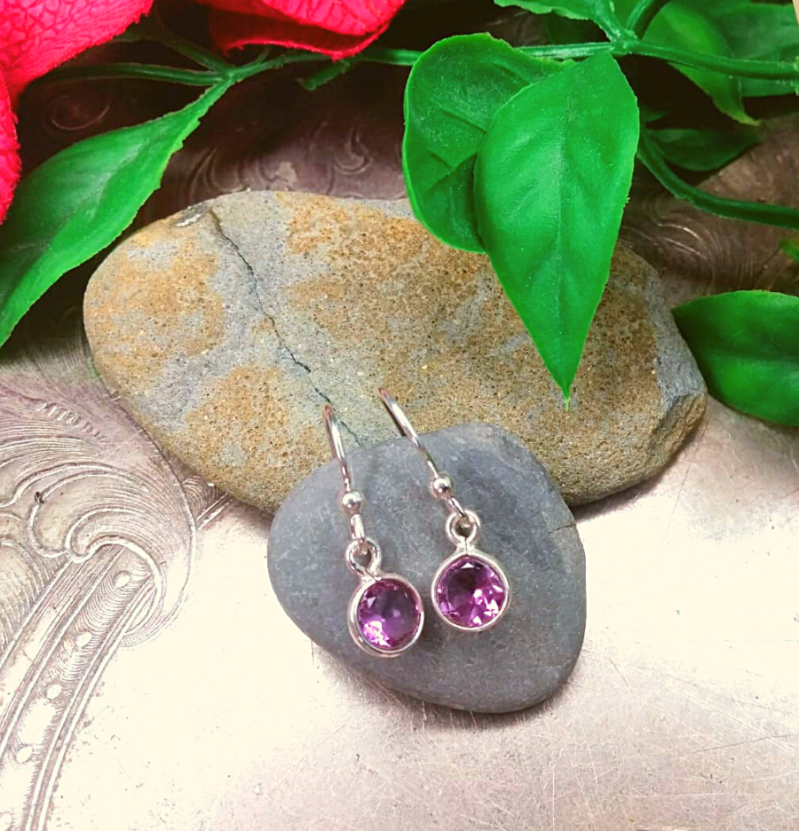 Amethyst Sterling Silver Drop Earrings