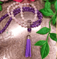 Amethyst and Rose Quartz Crystal Mala Bead Necklace - Spirit and Stardust