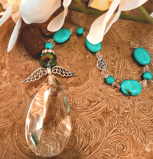 Aurora Borealis Crystal and Gemstone Guardian Angel Suncatcher - Spirit and Stardust