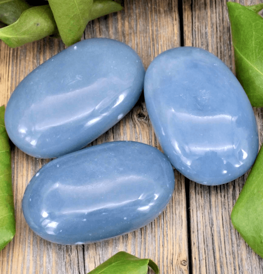 Angelite Palm Stone For Connection - Spirit and Stardust
