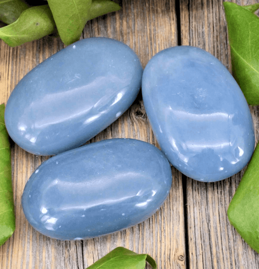 Angelite Palm Stone For Connection - Spirit and Stardust
