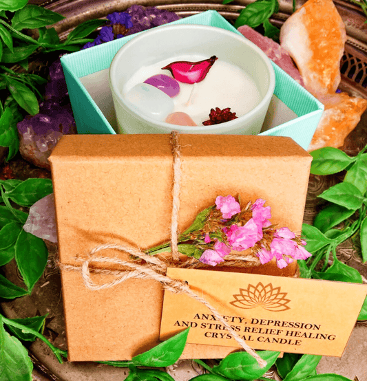 Anxiety and Stress Relief Healing Crystal Candle - Spirit and Stardust