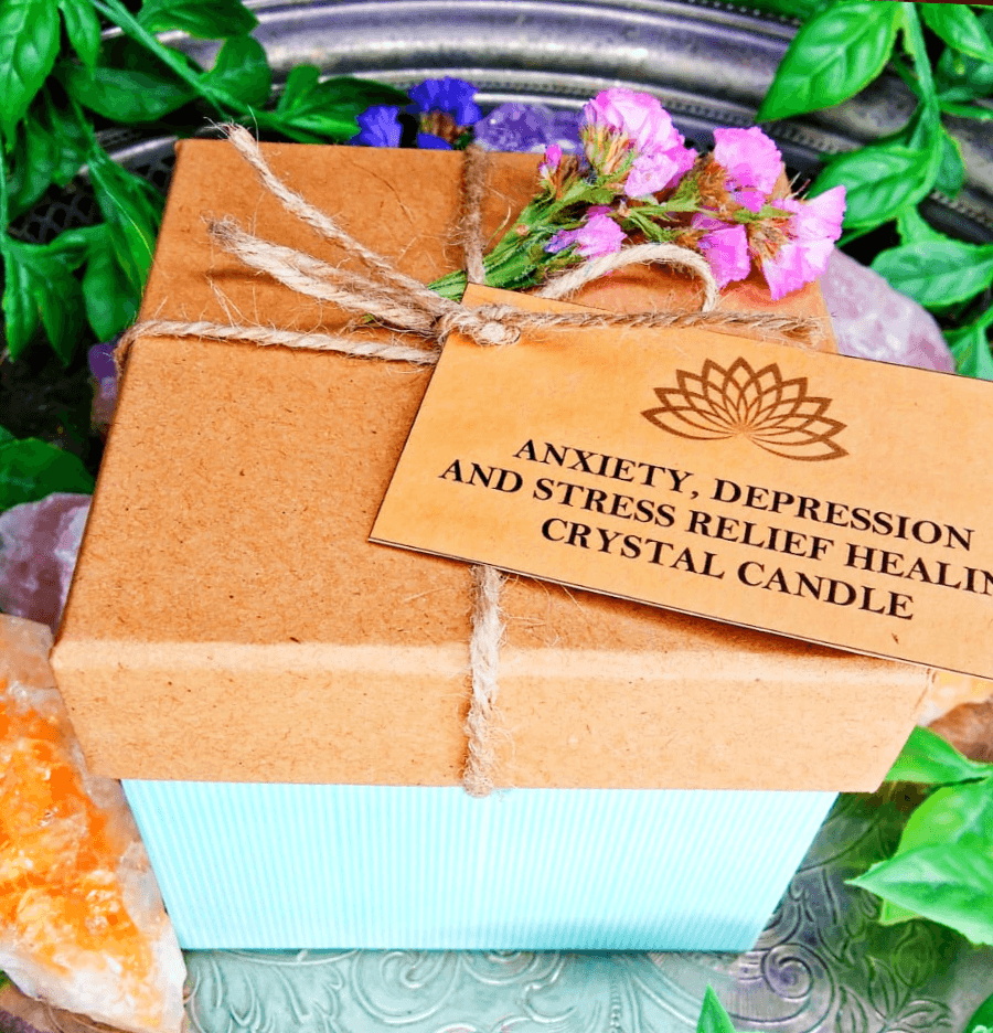 Anxiety and Stress Relief Healing Crystal Candle - Spirit and Stardust
