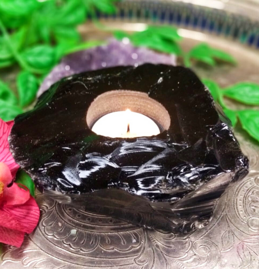 Black Obsidian Candle Holder