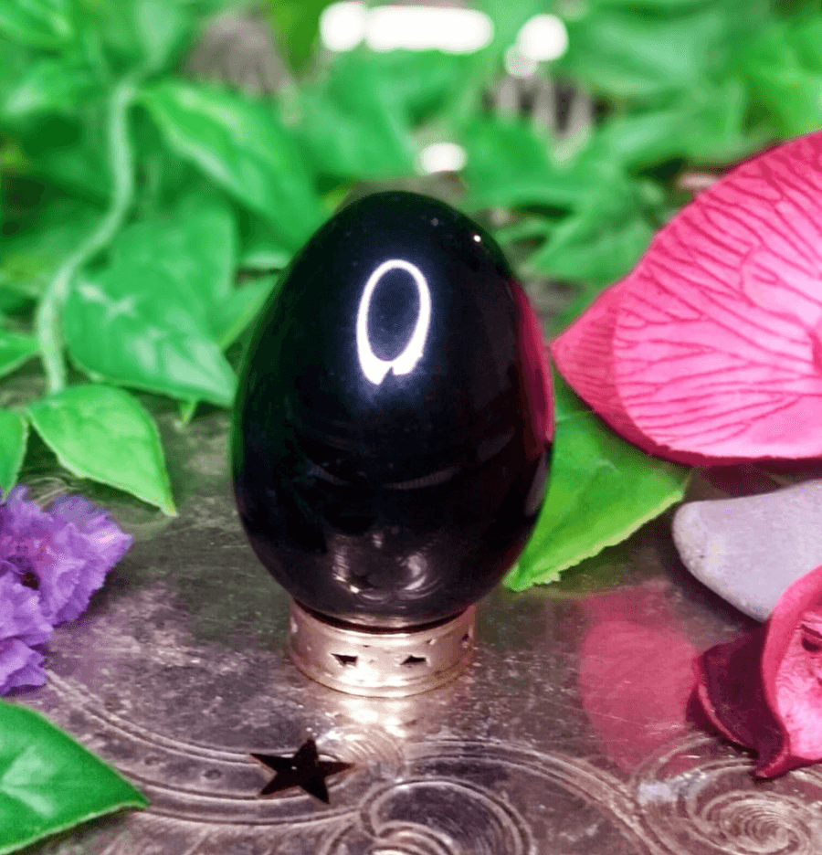 Black Obsidian Crystal Egg - Spirit and Stardust