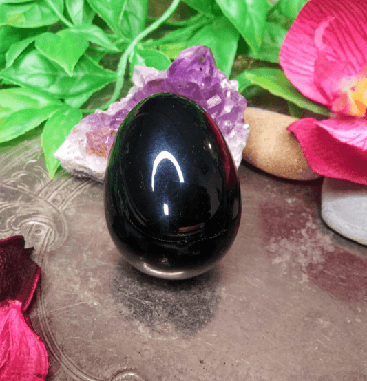 Black Obsidian Crystal Egg - Spirit and Stardust