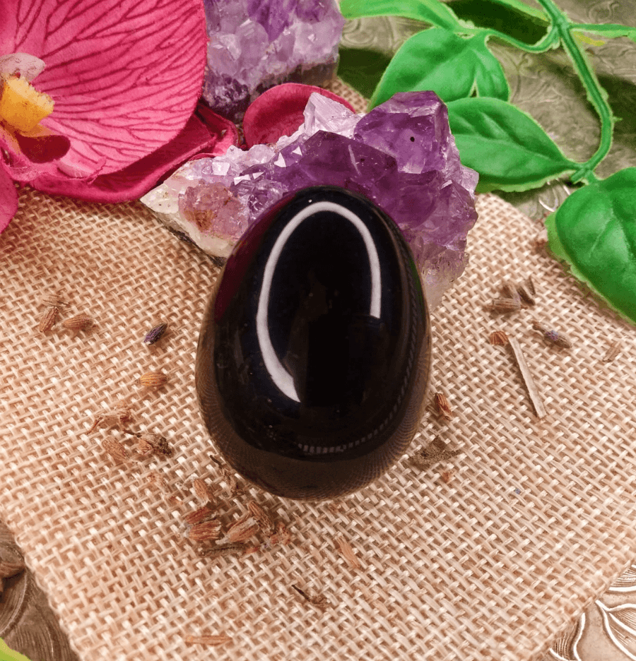 Black Obsidian Crystal Egg - Spirit and Stardust