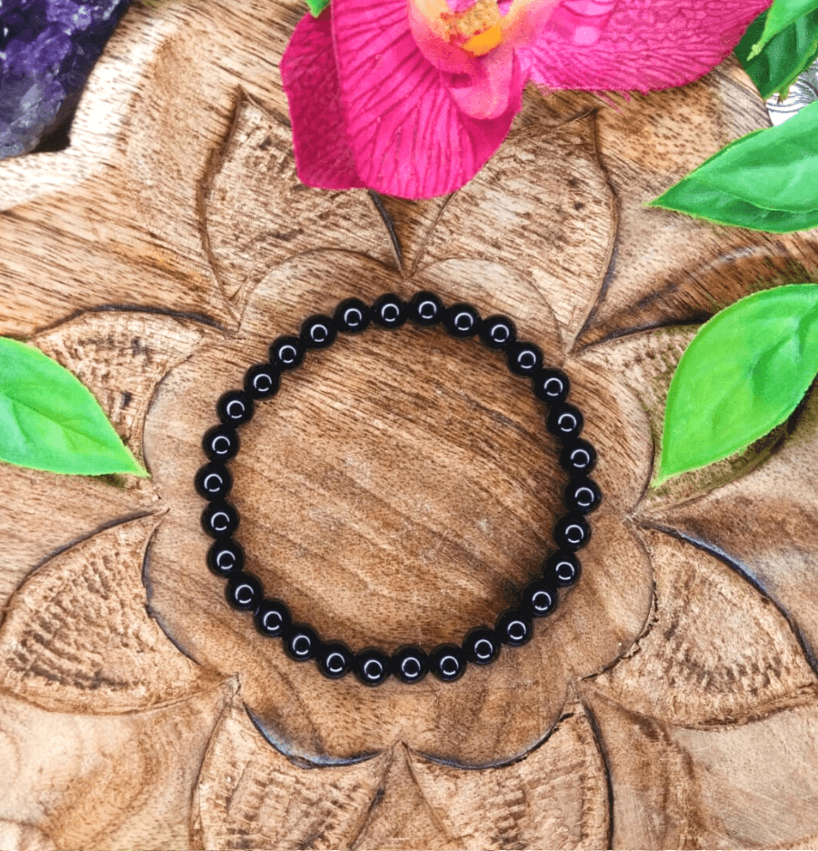 Black Onyx Bracelet For Negative Energy Protection (6mm Beads) - Spirit and Stardust