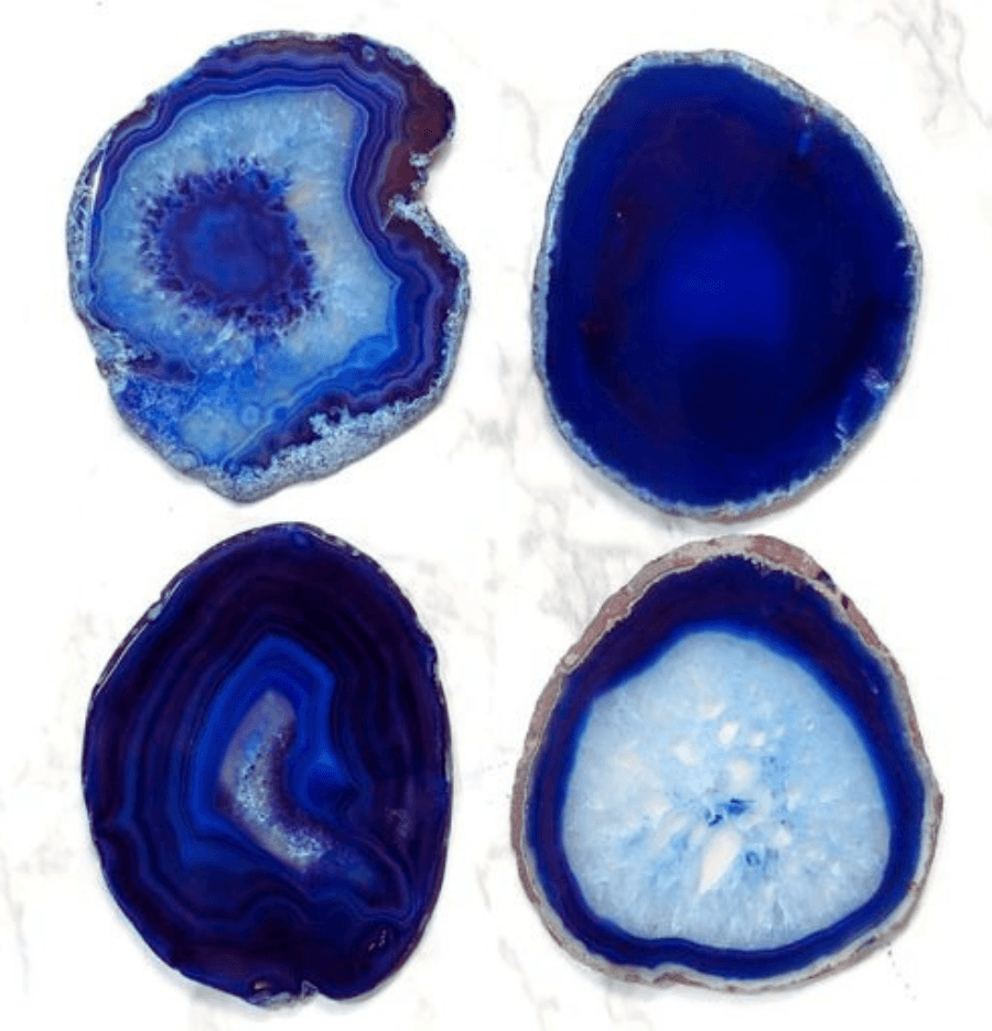 Blue Agate Sliced Coasters (Dyed) (Set of 4) - Spirit and Stardust