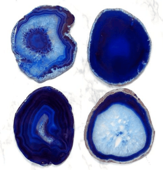 Blue Agate Sliced Coasters (Dyed) (Set of 4) - Spirit and Stardust