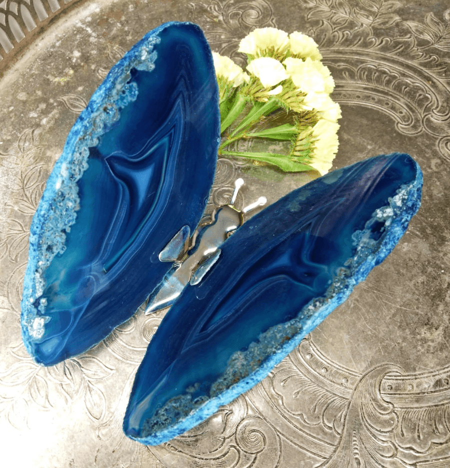 Agate Slice Butterfly (Blue) - Spirit and Stardust