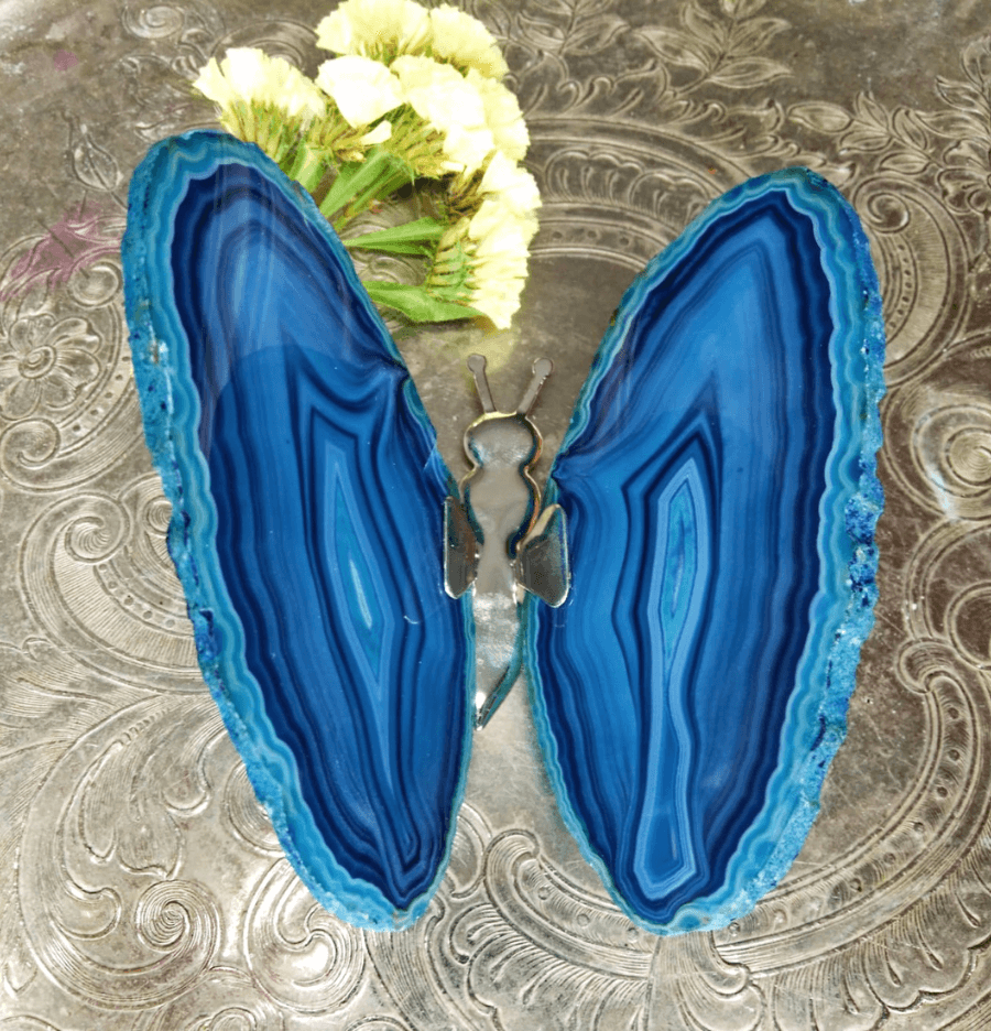 Agate Slice Butterfly (Blue) - Spirit and Stardust